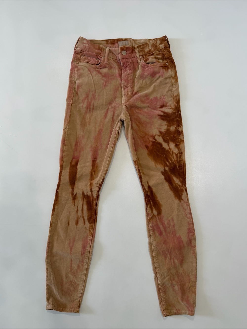 MOTHER High Waisted Looker Jeans Tie Dye Hopscotch Corduroy Size 26
